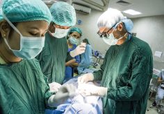 A hospital operating theatre prepared for surgery