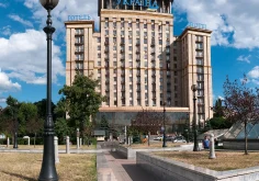 Kyiv cityscape in Ukraine, whose strikes on Yandex raised questions about Central Asia's digital dependence