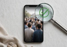 Smartphone playing a video being checked before sharing